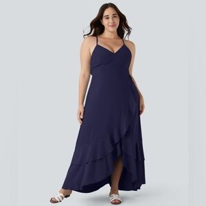 Halara Breezeful™ Backless Crisscross Ruffle Split Hem Maxi Plus Size Dress 3X